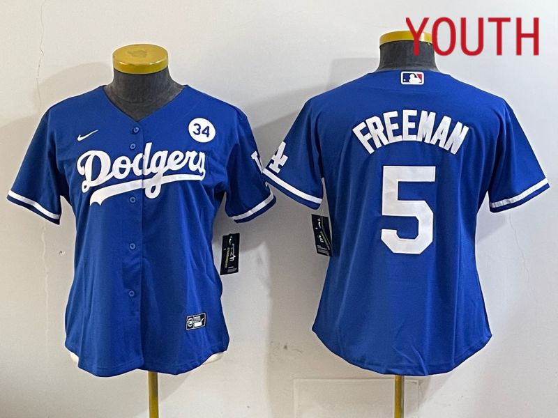 Youth Los Angeles Dodgers #5 Freeman Blue Game 2024 Nike MLB Jersey style 11203->women mlb jersey->Women Jersey
